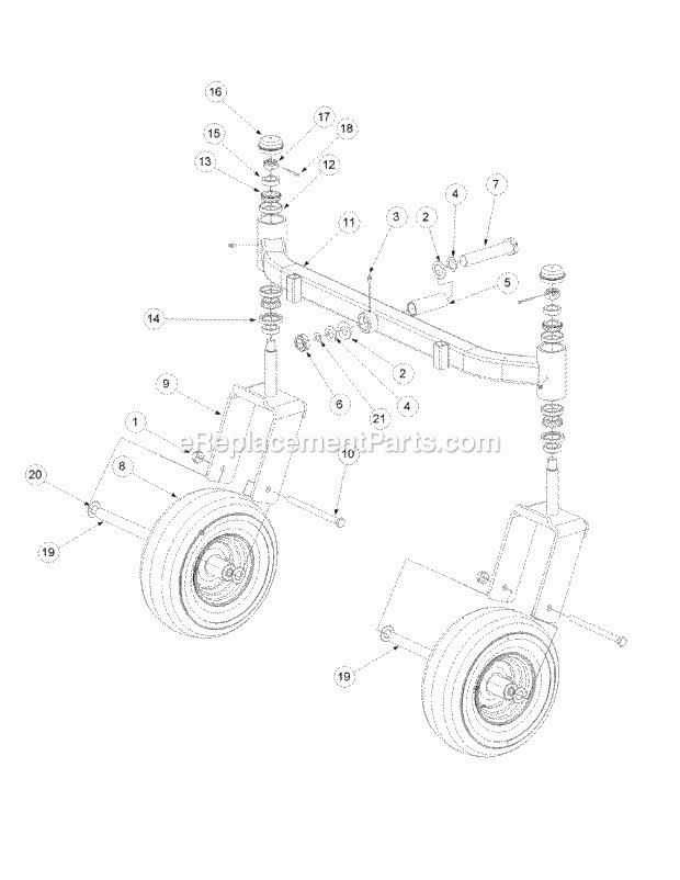 Front Caster Assembly Diagram and Parts List for M60-KW 53CB5D8X750-25-HP-OHV Cub Cadet Lawn Tractor